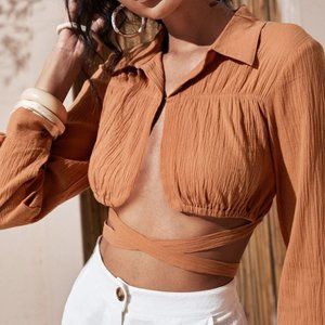 Solid Tie Back Crop Top